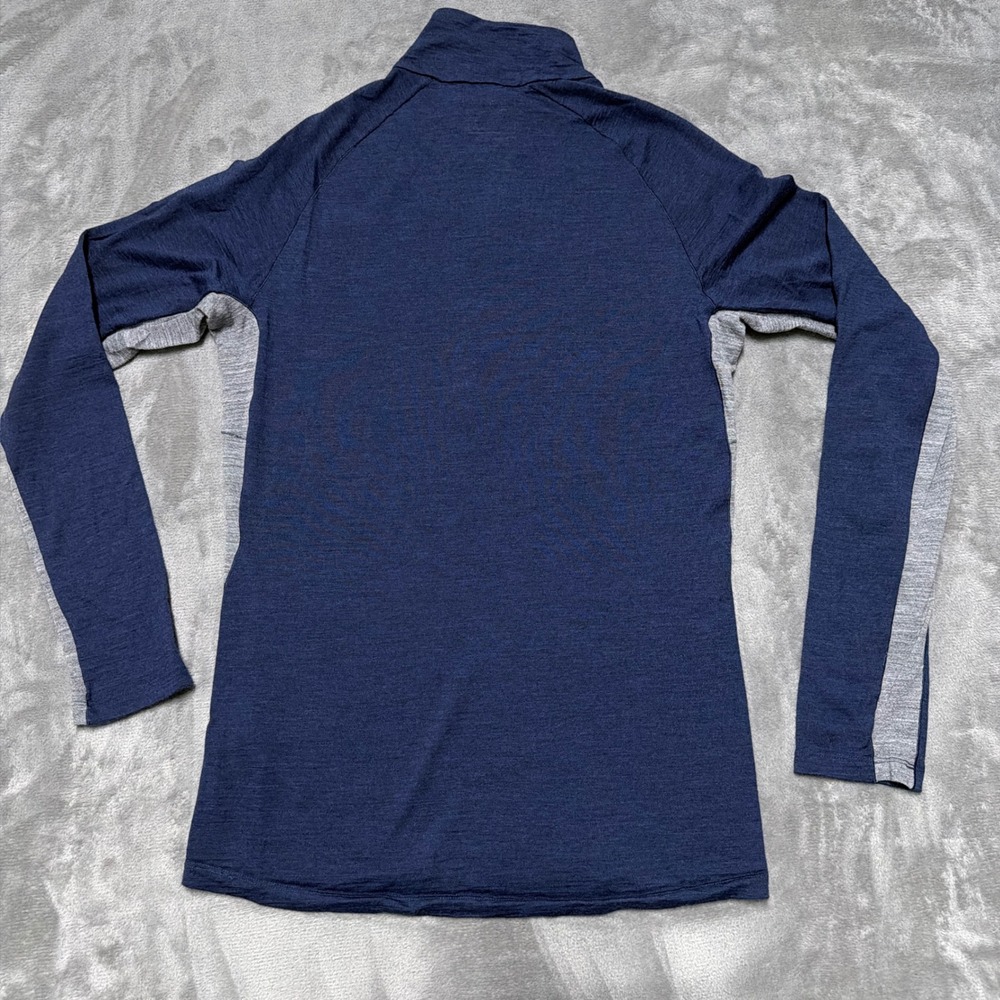 Kathmandu Merino195 1/4 Zip Pullover Mens Large Navy Blue Wool Base Layer Top - Picture 4 of 11